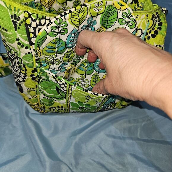 Vera Bradley Limes Up Quilted Floral Pattern Boho Crossbody Saddle Bag - Picture 6 of 12